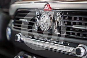 Analog clock in the car interior