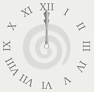 Analog Clock with hands midnight Hours time with plain gradient illusion vector Illustration