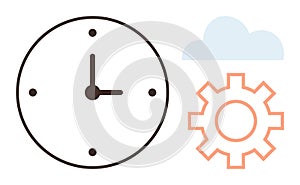 Clock, Gear, and Cloud Representing Time Management and Workflow Optimization Concepts