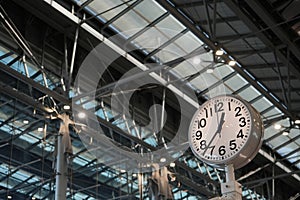 Analog clock in a public area