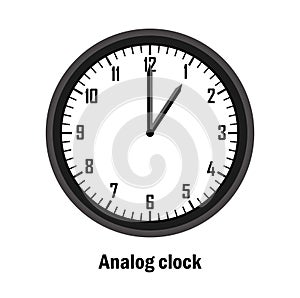 Analog clock time. 01-00. with white background. vector