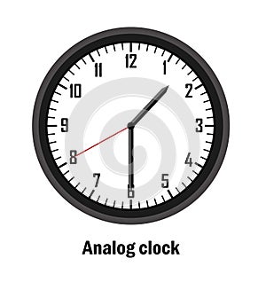 Analog clock time. 01-30. with white background. vector