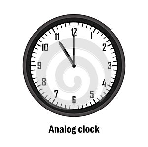 Analog clock time. 11-00. with white background. vector