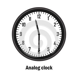 Analog clock time. 11.30. with white background. vector