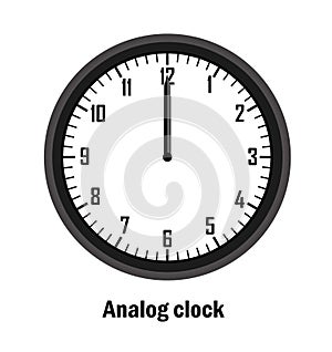 Analog clock time. 12-00. with white background. vector