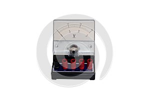 Analog DC Voltmeter isolated on white background with clipping path.