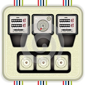 Analog electric meters with fuses photo