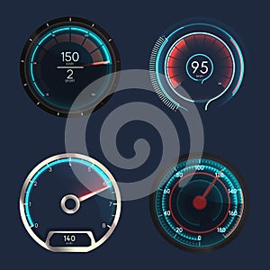 Analog and futuristic speedometer or gauge