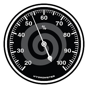 Analog hygrometer. Measure tool. Silhouette vector