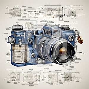 analog photography blueprint template, engineering construction