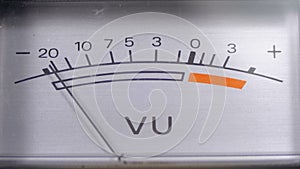 Analog Signal Indicator with Arrow. Meter of the audio signal in decibels.