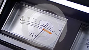 Analog Signal Indicator with Arrow. Meter of the audio signal in decibels.