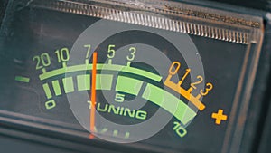 Analog Signal Indicator with Arrow. Meter of the audio signal in decibels.