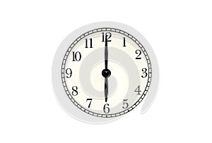 Analog six' clock with clipping path.