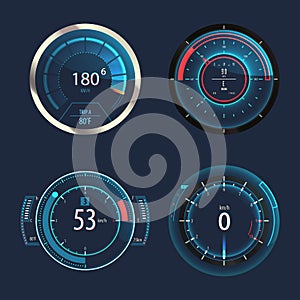 Analog speedometer, odometer for car speed panel