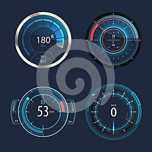 Analog speedometer, odometer for car speed panel photo