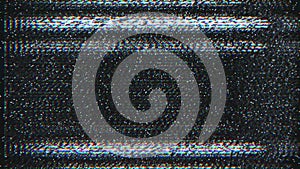 Analog Static Noise texture overlay. TV switch off. Horizontal stripes offset . No signal white noise artifacts. VHS