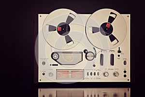 Analog Stereo Open Reel Tape Deck Recorder Vintage Closeup