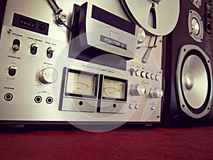 Analog Stereo Open Reel Tape Deck Recorder VU Meter