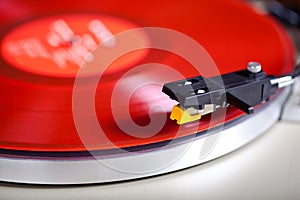 Analog Stereo Turntable Vinyl Red Record Player Headshell Cartri