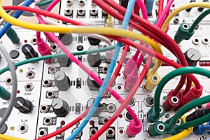 Analog synthesizer - cables connecting modular synth