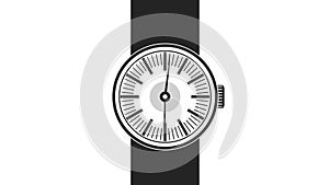 Analog wristwatch watch running for 12 hours seamless loop animation motion graphics