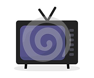 Analogue Retro TV with antenna. Isolated Vector illustration on white background. Flat design, Cartoon style Television