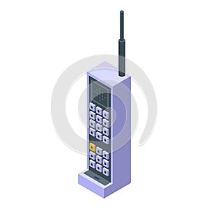 Analogue wireless telephone icon isometric vector. Retro old