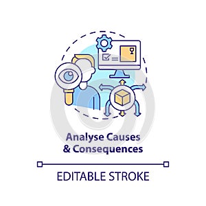 Analyse causes and consequences concept icon