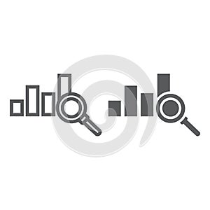 Analyse line and glyph icon, business and strategy, graph sign, vector graphics, a linear pattern on a white background
