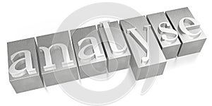 Analyse - silver letterpress - 3D illustration