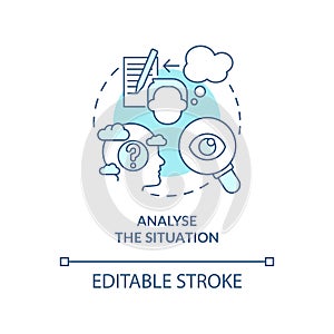 Analyse situation turquoise concept icon