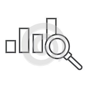 Analyse thin line icon, business and strategy, graph sign, vector graphics, a linear pattern on a white background, eps