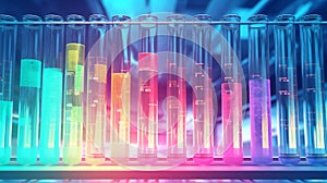 Analysing glass test tubes samples in a science laboratory