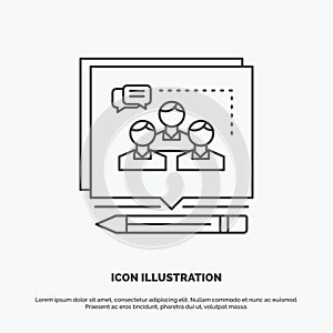 Analysis, argument, business, convince, debate Icon. Line vector gray symbol for UI and UX, website or mobile application