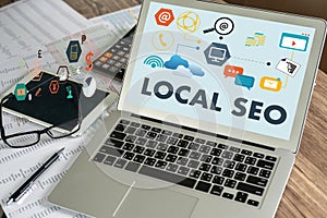 Analysis businessman LOCAL SEO  PROCESSES work LOCAL SEO