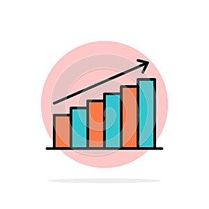 Analysis, Chart, Analytics, Business, Graph, Market, Statistics Abstract Circle Background Flat color Icon