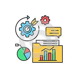 Analysis color line icon. Analytics and graph, chart. Sign for web page, app. UI UX GUI design element. Editable stroke