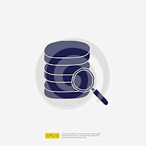 analysis concept doodle glyph icon with magnifier and data server. Statistics science technology, digital marketing and machine