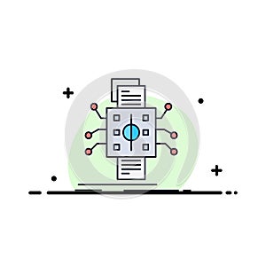 Analysis, data, datum, processing, reporting Flat Color Icon Vector