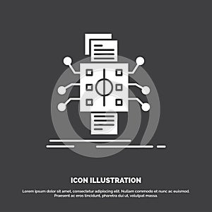 Analysis, data, datum, processing, reporting Icon. glyph vector symbol for UI and UX, website or mobile application