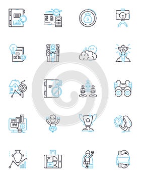 Analysis and graphs linear icons set. Metrics, Trends, Patterns, Visualization, Data, Correlation, Interpretation line