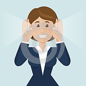 Analysis of information. The woman hearing the Good News.Modern vector illustration in flat style.