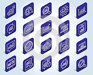 Analysis line icons. Charts, Reports and Graphs.