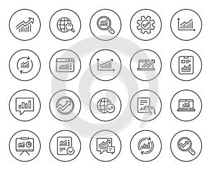 Analysis line icons. Charts, Reports and Graphs. photo