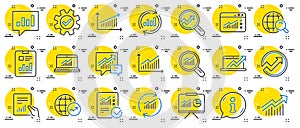 Analysis line icons. Charts, Reports and Graphs. Vector