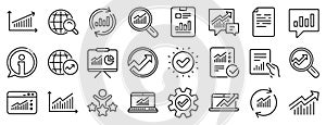 Analysis line icons. Charts, Reports and Graphs. Vector