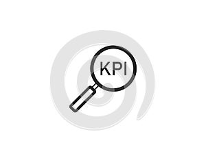 Analysis, magnifying glass, kpi icon. Vector illustration. Flat design