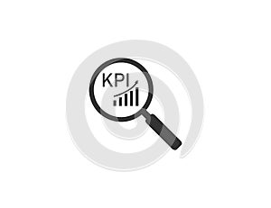 Analysis, magnifying glass, kpi icon. Vector illustration. Flat design