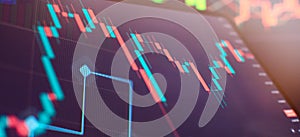 analysis on the monitor of a computer. Fundamental and technical analysis concept.